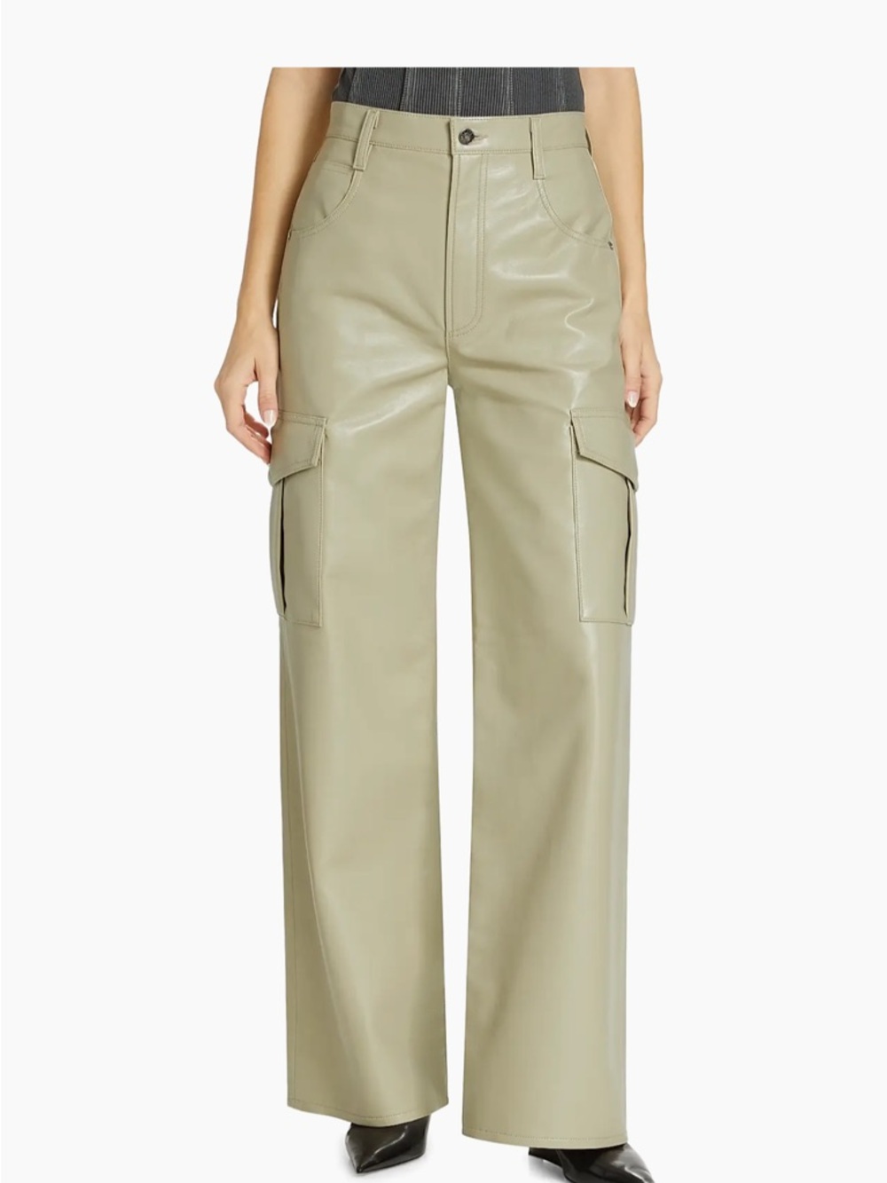 $438 NWOT Agolde “Minka” Leather Blend Cargo Pants in Toast Sz 27